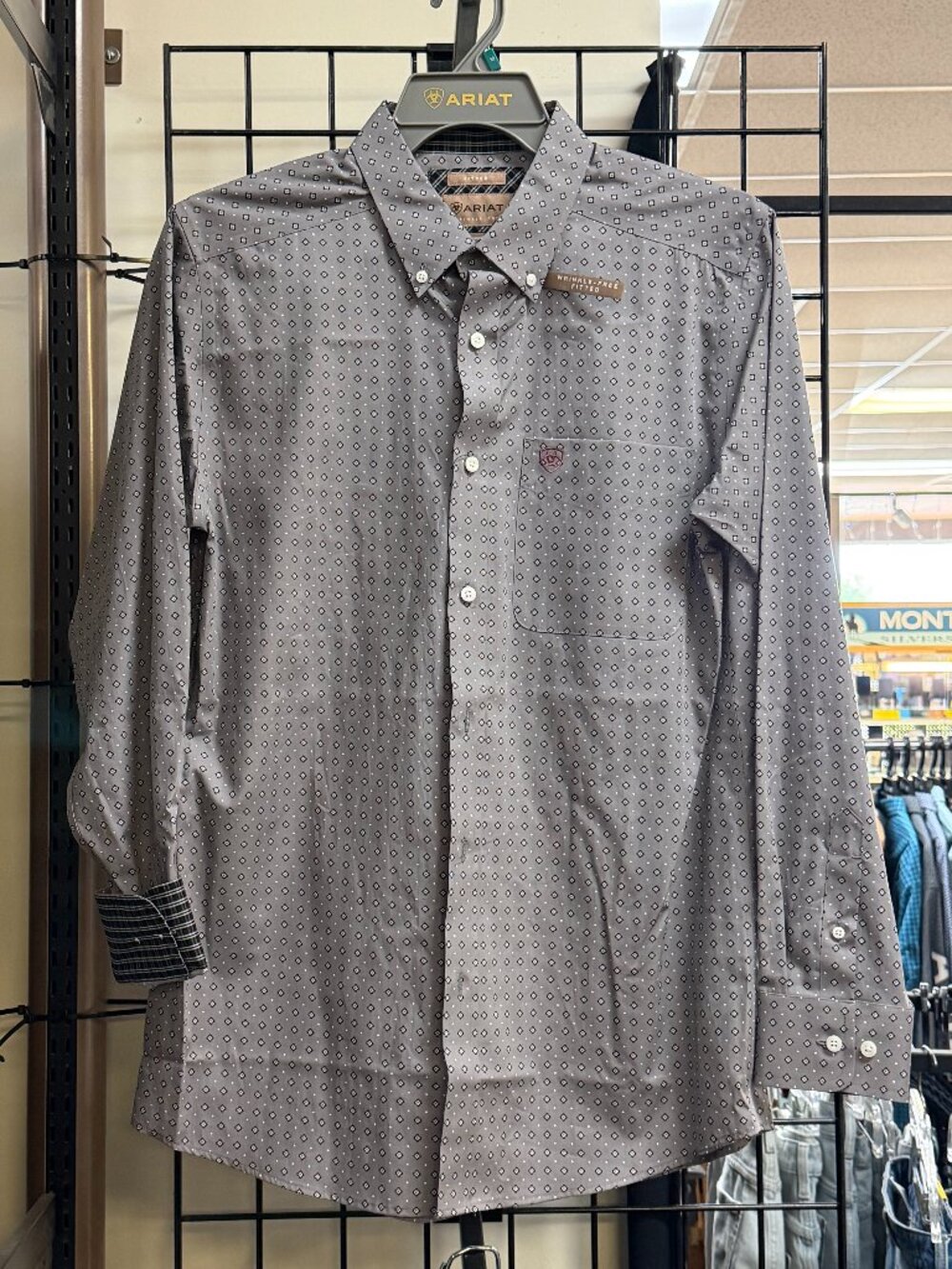 Ariat Men's Wrinkle Free Anderson Fitted Long Sleeve Shirt - Grey